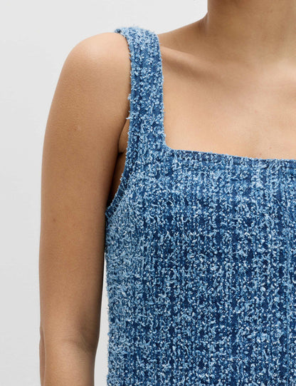 Saf Pamuklu Denim Mini Elbise