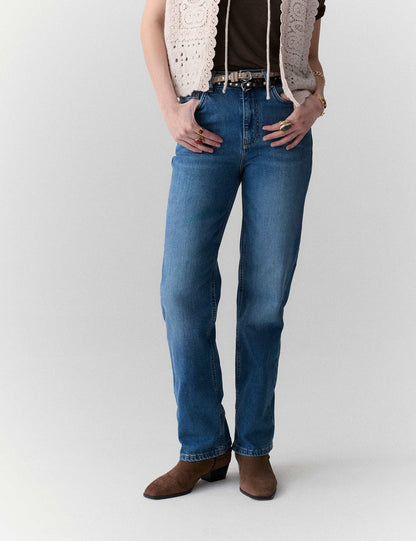Mid Rise Düz Kesim Grazer Jean Pantolon