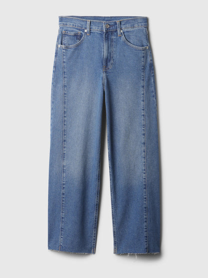 Koyu Mavi High Rise Stride Wide-leg Ankle Jean Pantolon