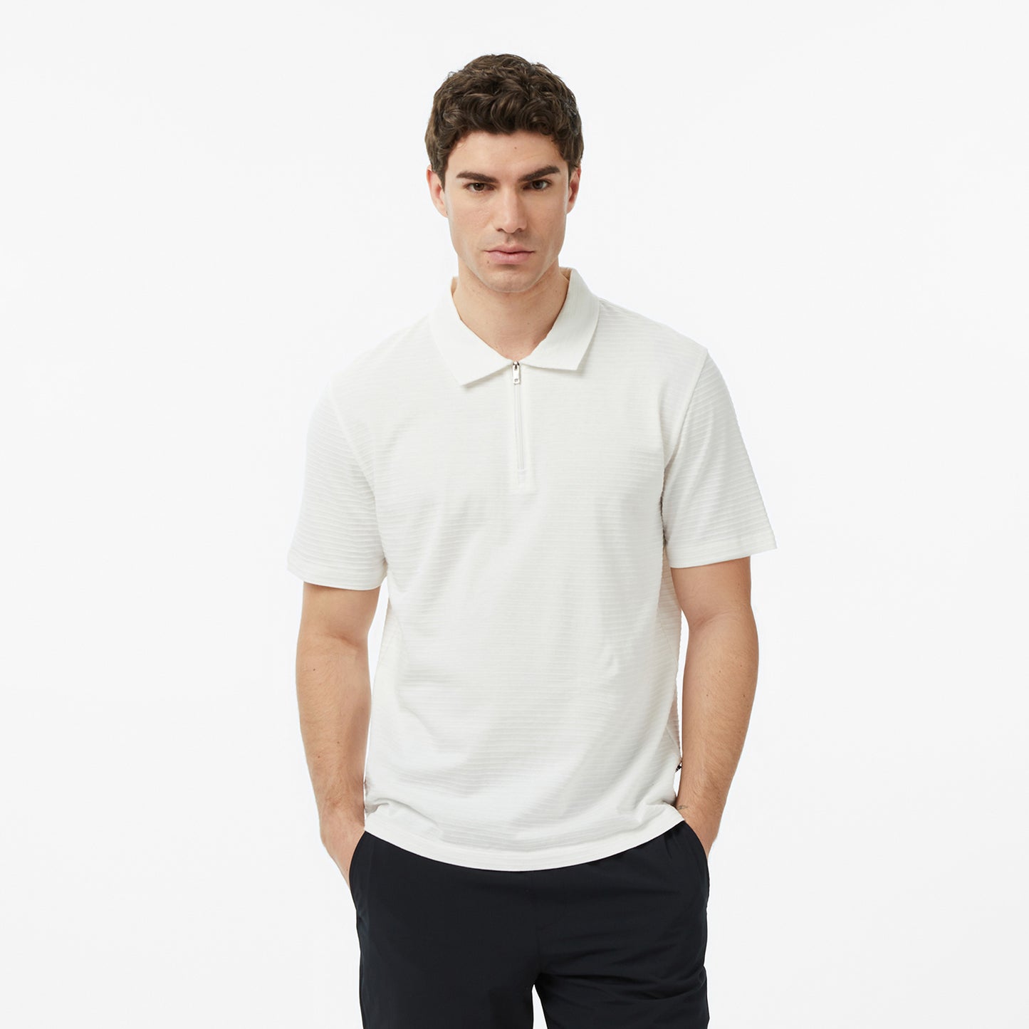 Nautica Erkek Krem Regular Fit Çizgili Polo Yaka T-shirt