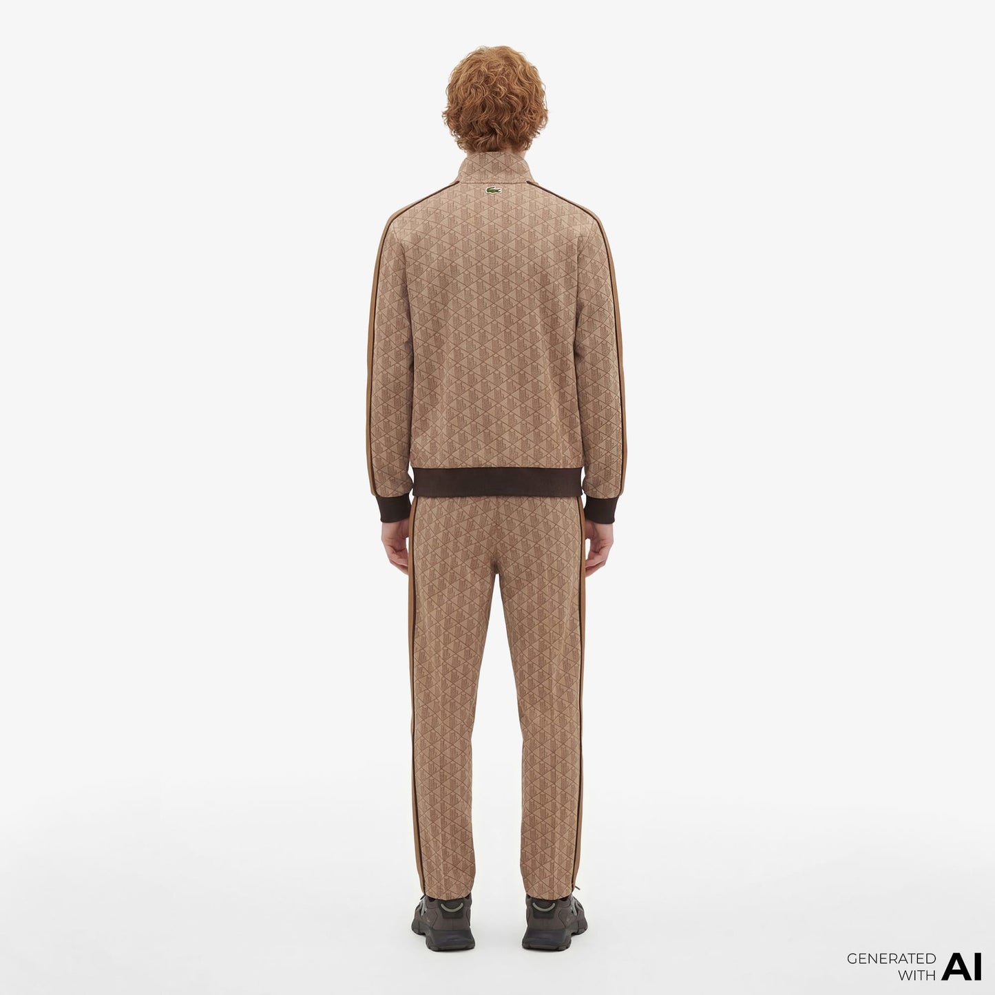 Lacoste Erkek Regular Fit Dik Yaka Monogram Kahverengi Sweatshirt