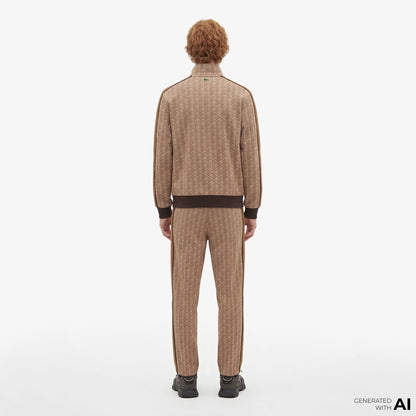 Lacoste Erkek Regular Fit Dik Yaka Monogram Kahverengi Sweatshirt