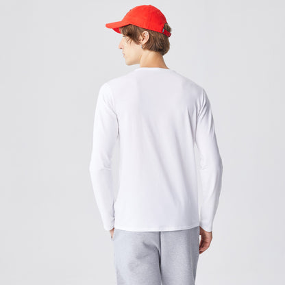 Lacoste Erkek Slim Fit Uzun Kollu Bisiklet Yaka Beyaz T-shirt