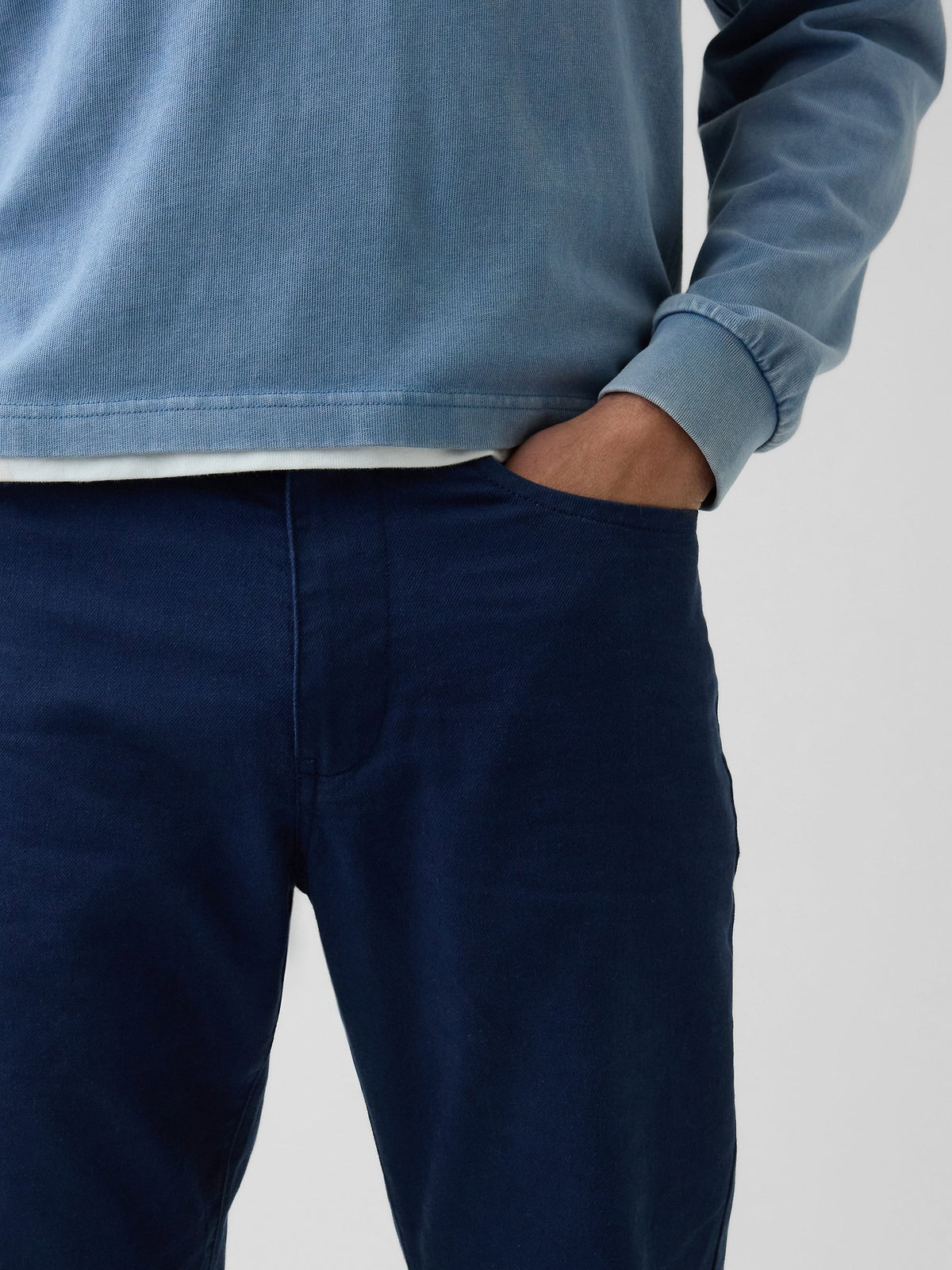 Koyu Mavi Keten Karışımlı Relaxed Straight Pantolon