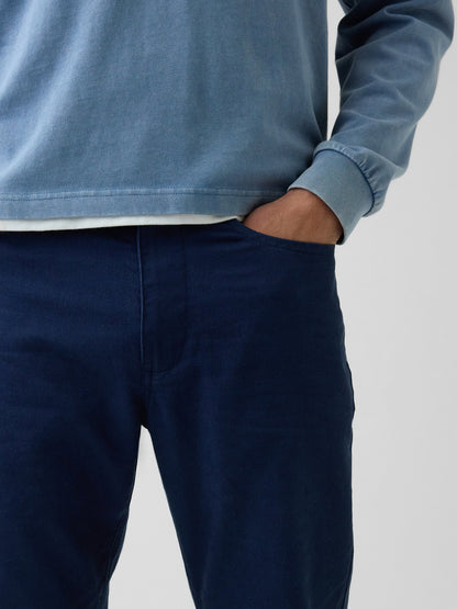 Koyu Mavi Keten Karışımlı Relaxed Straight Pantolon