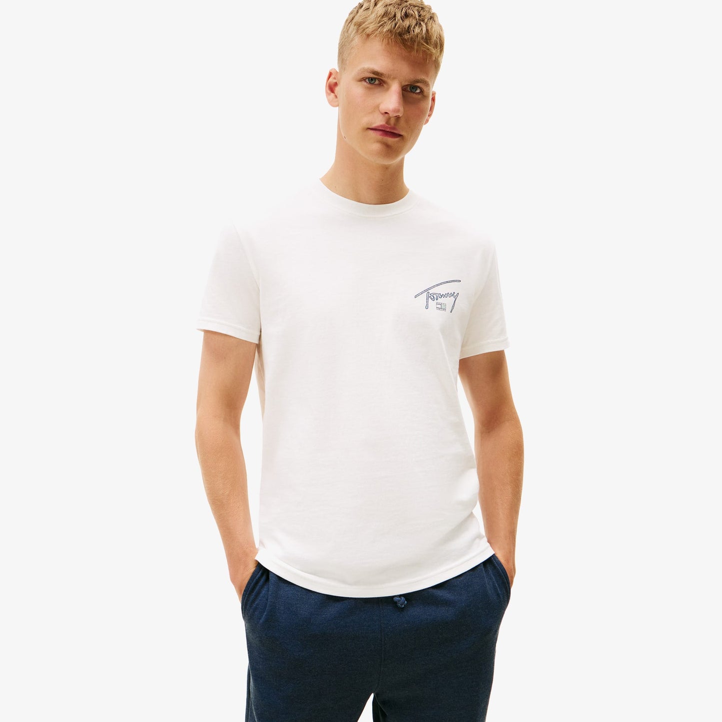 Tommy Hilfiger Regular Sign Backprint Erkek Beyaz T-shirt