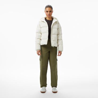 Lacoste Kadın Kapüşonlu Monogram Beyaz Mont