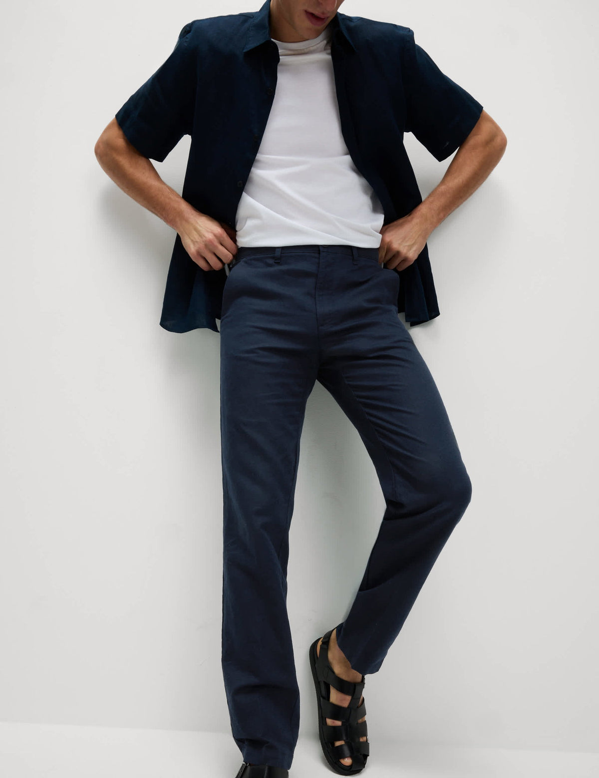Regular Fit Keten Karışımlı Chino