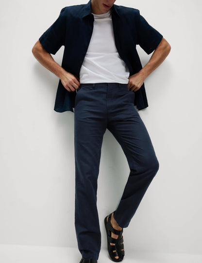 Regular Fit Keten Karışımlı Chino