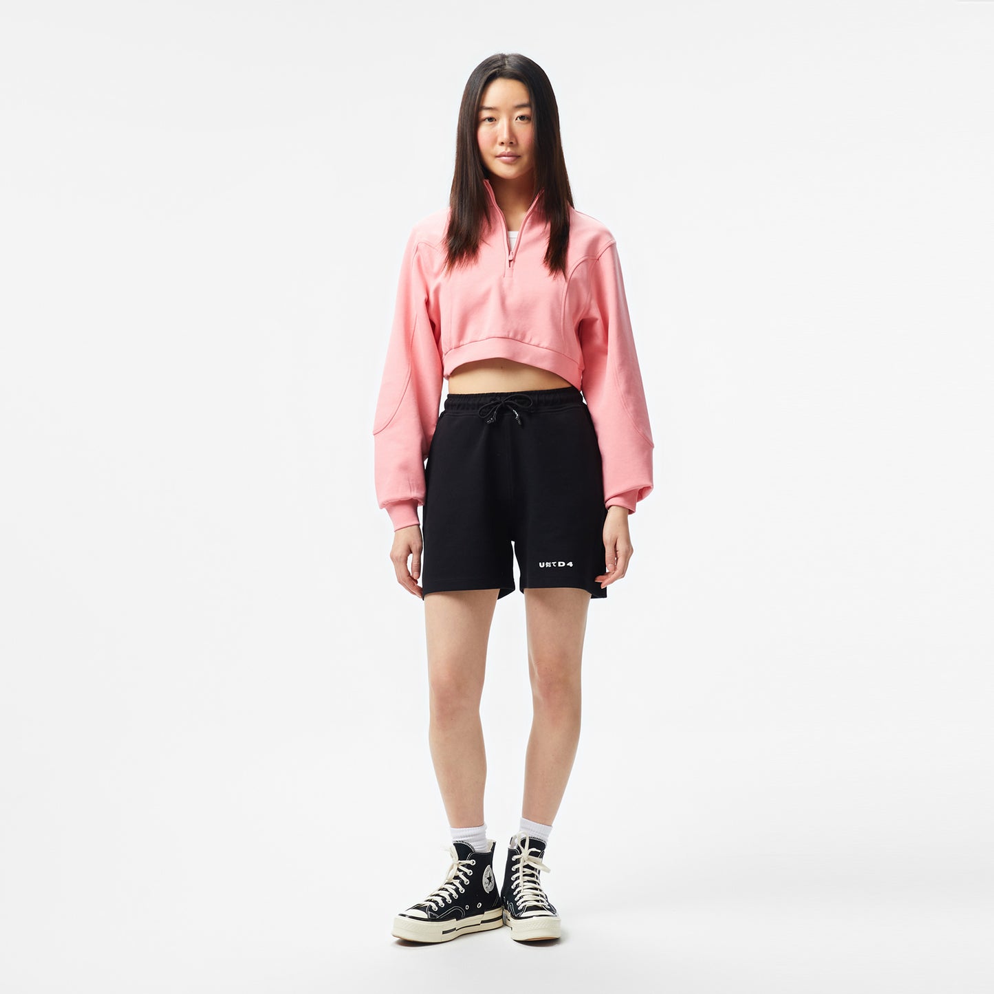 United4 Örme Crop Kadın Pembe Sweatshirt