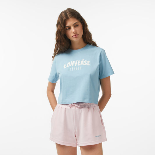 Converse Regular Fit Kadın Mavi T-shirt