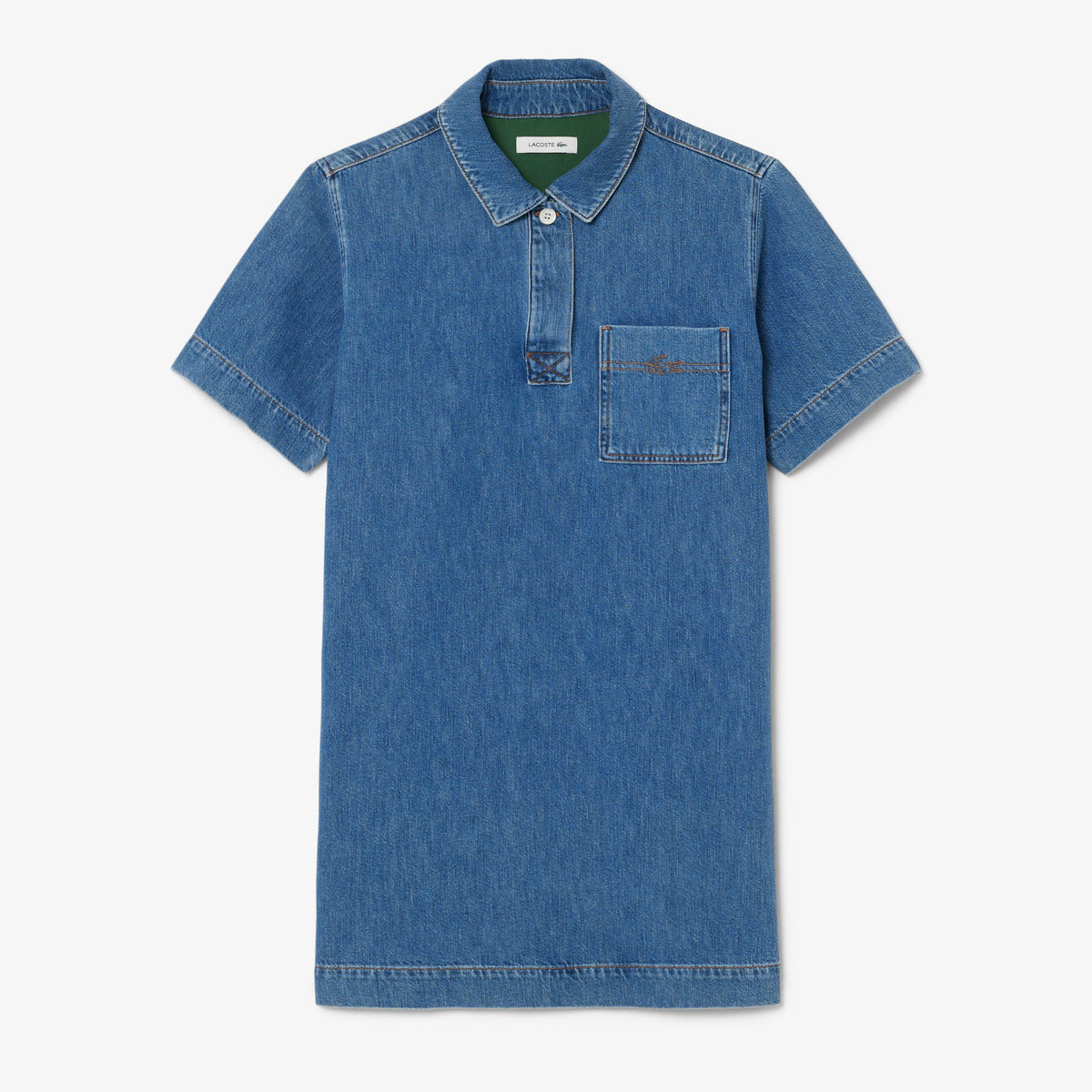 Lacoste Kadın Oversize Fit Kısa Kollu Polo Yaka Denim Mavi Elbise