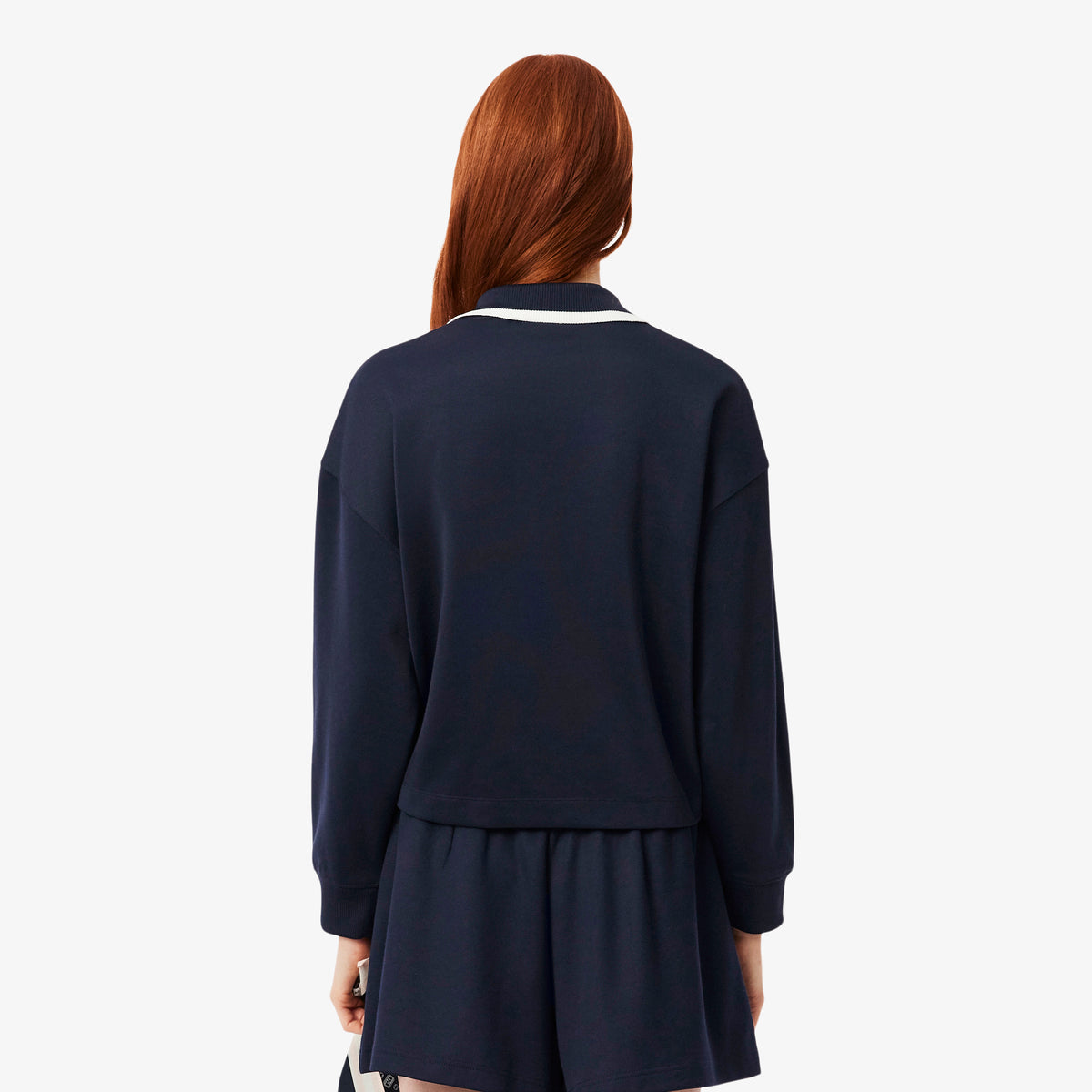 Lacoste Kadın Oversize Fit Polo Yaka Lacivert Sweatshirt