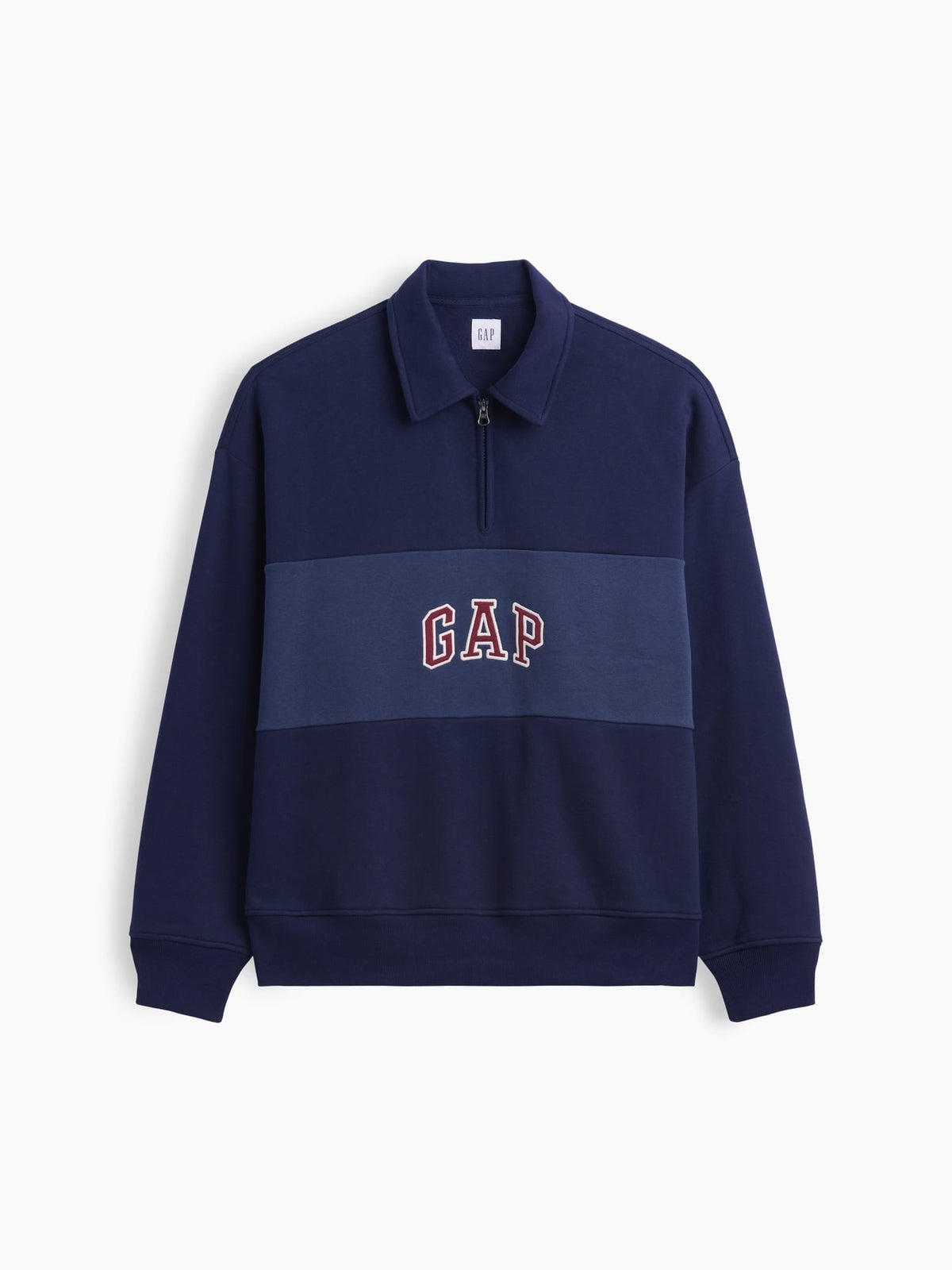Lacivert Oversized Gap Logo Yarım Fermuarlı Sweatshirt