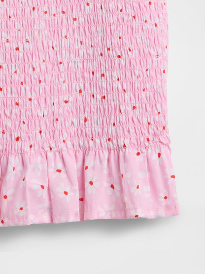 Pembe Smocked Peplum Bluz