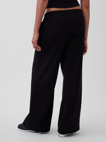 Siyah Gap Logo Fransız Havlu Kumaş Wide-leg Jogger Eşofman Altı
