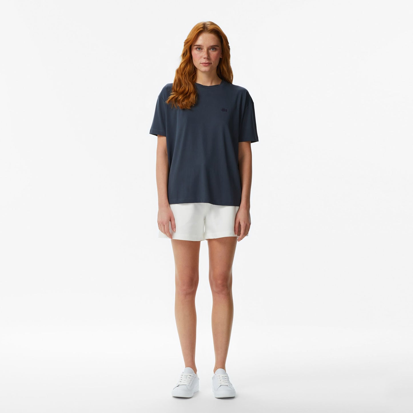 Lacoste Kadın Relaxed Fit Bisiklet Yaka Koyu Gri T-shirt