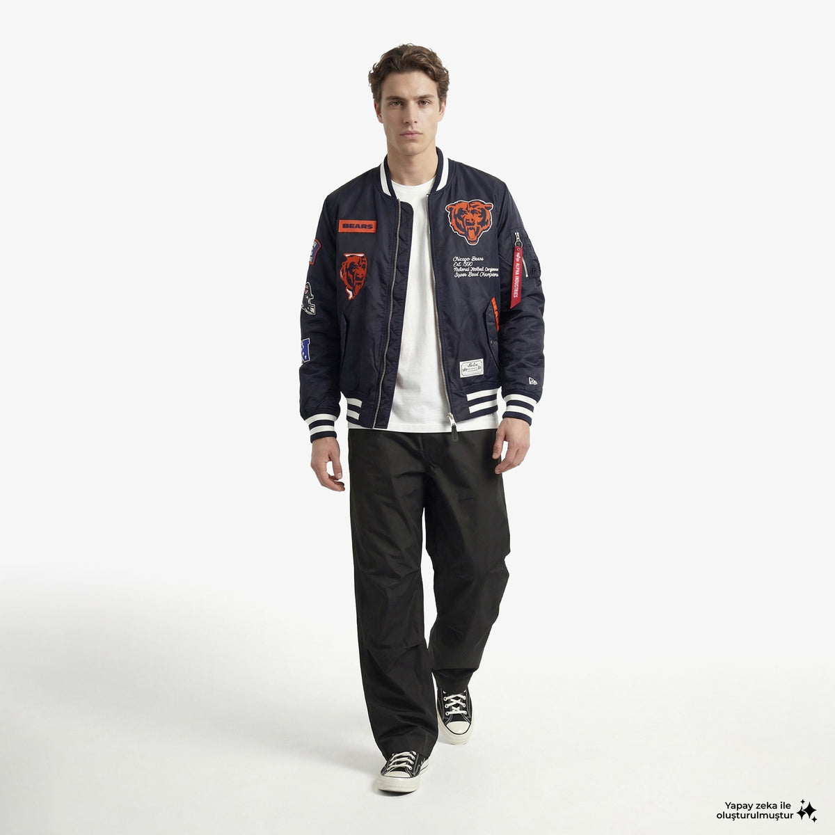 Alpha Industries X New Era Chicago Bears Ma-1 Bomber Erkek Lacivert Mont