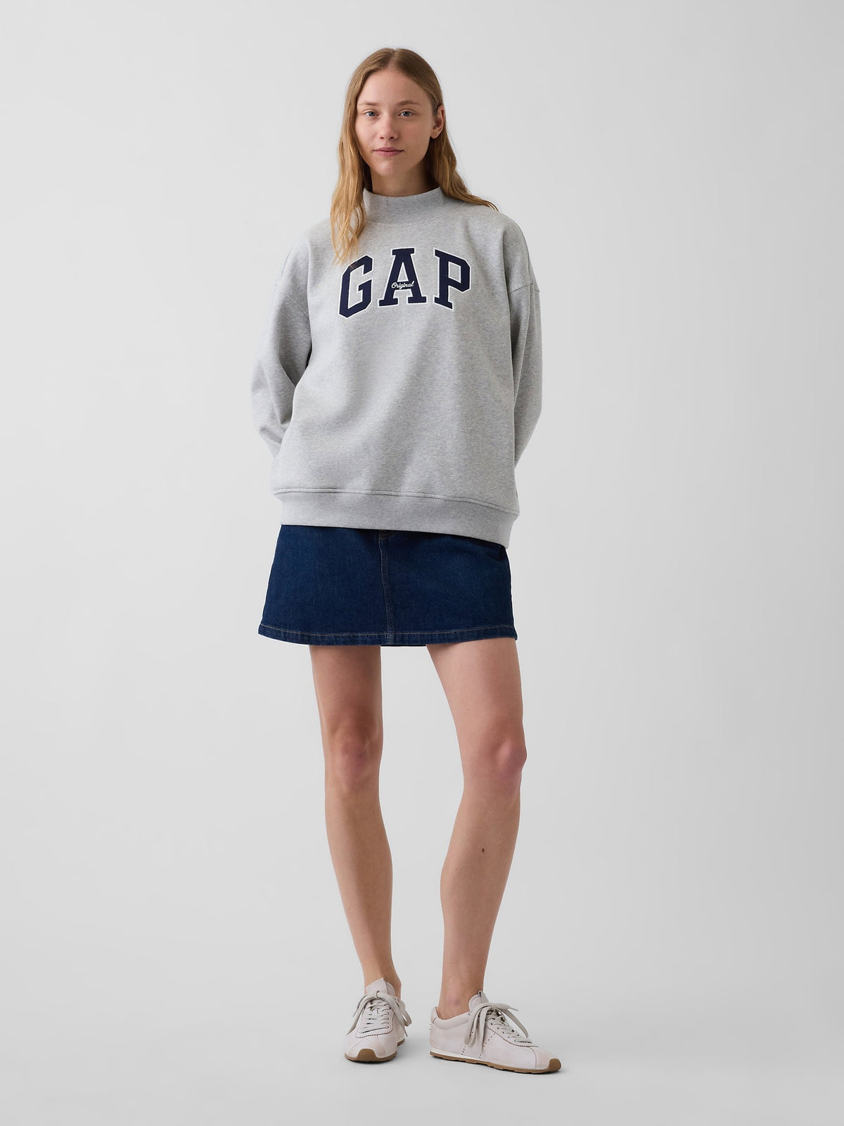Gri Vintagesoft Oversized Mockneck Logo Sweatshirt