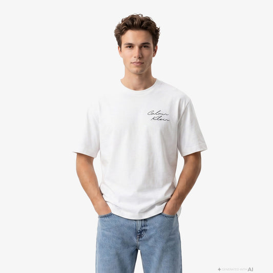 Calvin Klein April Graphic Seasonal Fashi Erkek Beyaz T-shirt
