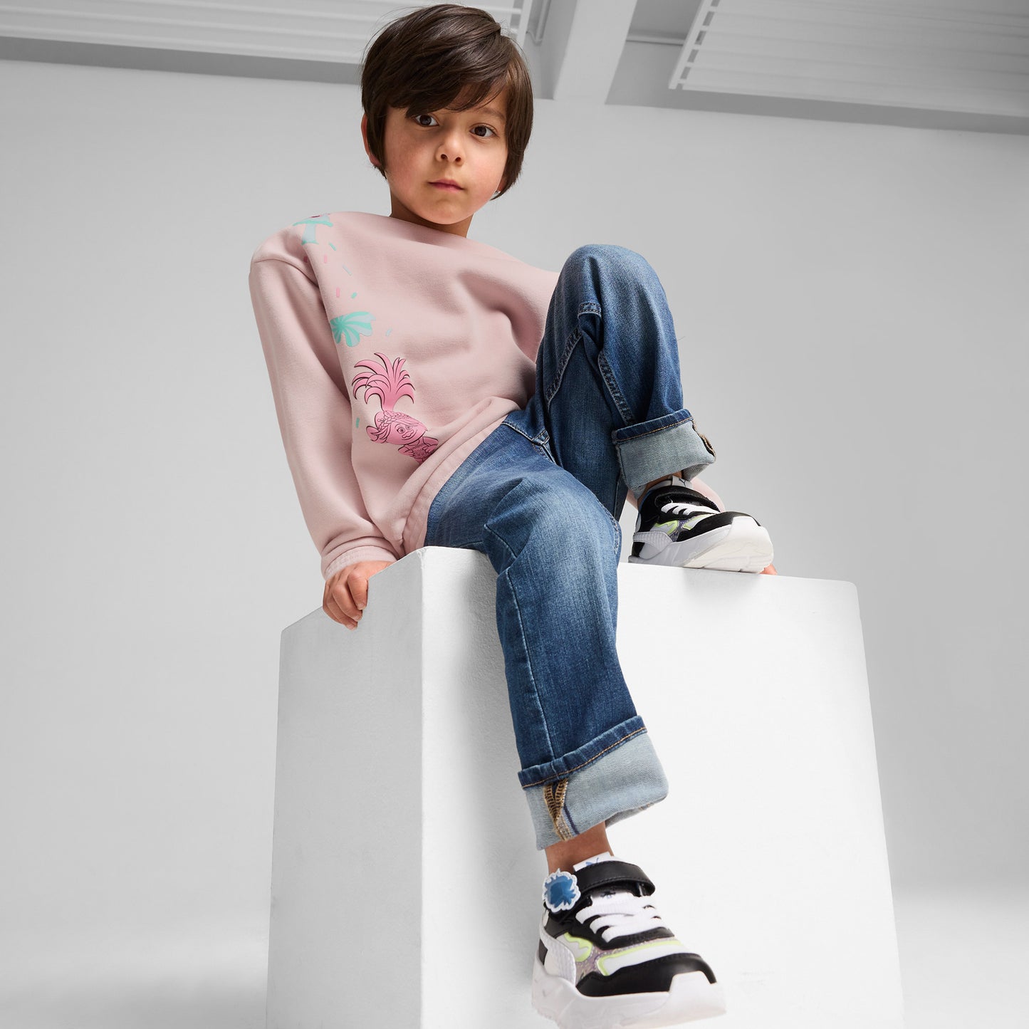 Puma X Trolls Graphic Crew Çocuk Pembe Sweatshirt