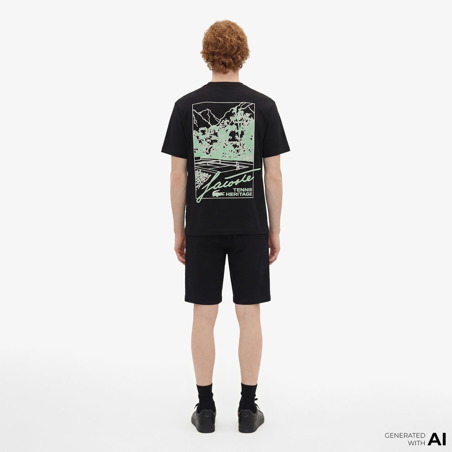 Lacoste Tennis Heritage Multi Print Erkek Siyah T-shirt