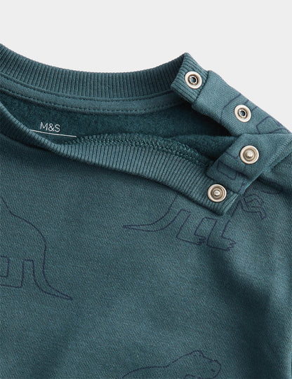Dinozor Desenli Sweatshirt Takımı
