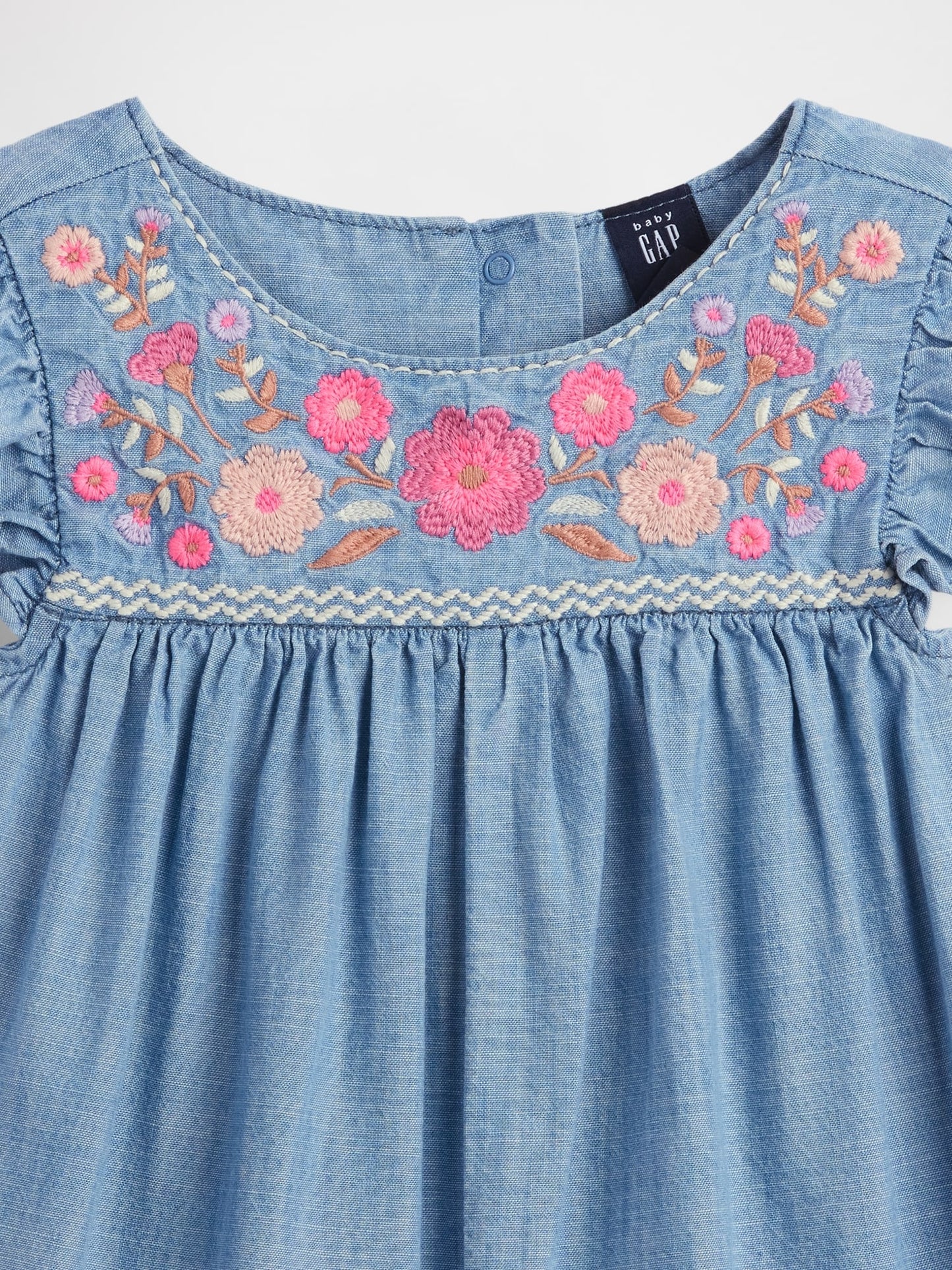 Açık Mavi Denim Işlemeli Yoke Tulum