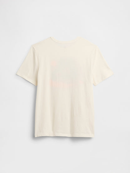 Kırık Beyaz Grafik Baskılı T-shirt