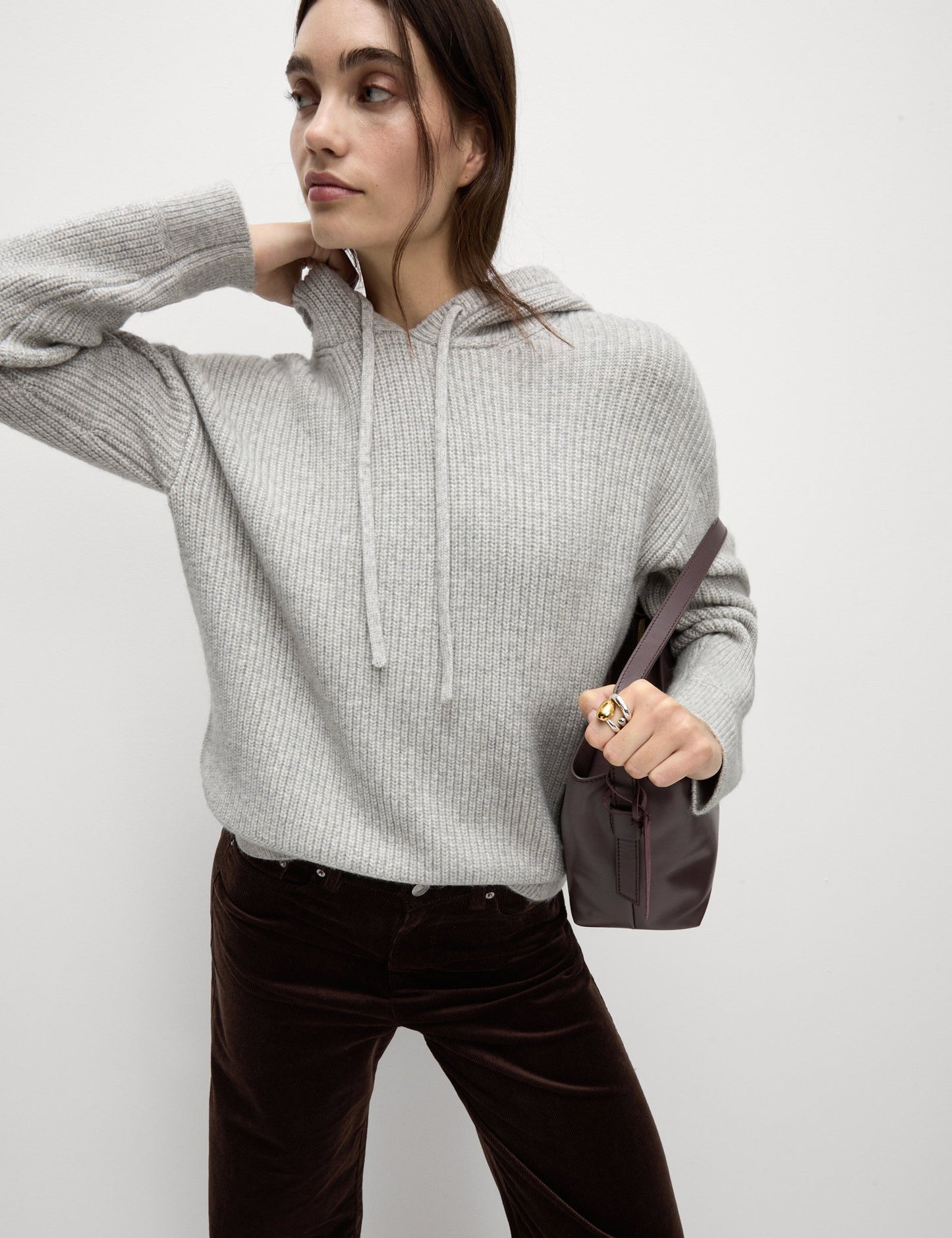 Kapüşonlu Örme Sweatshirt