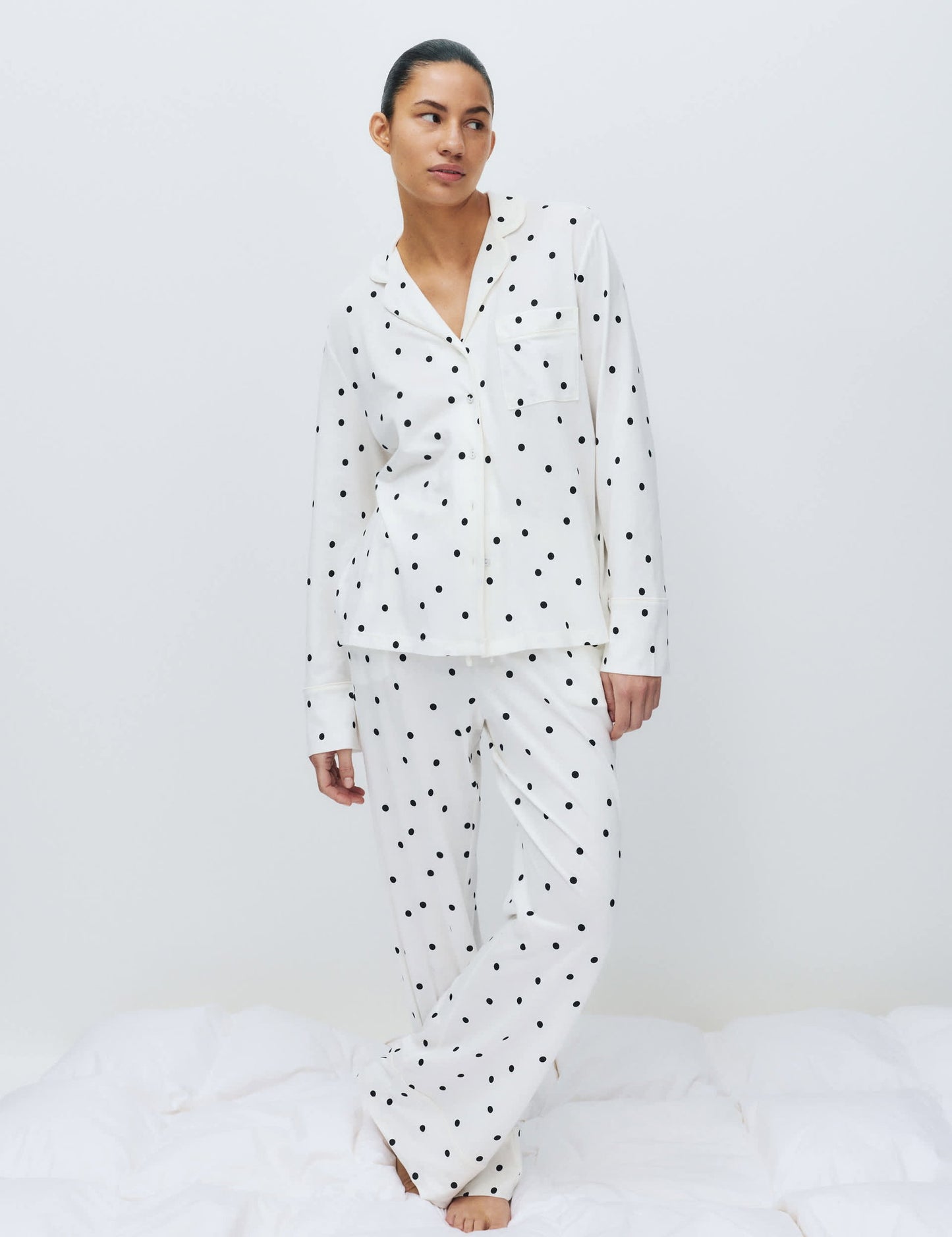 Pamuklu Kalp Detaylı Pijama Takımı