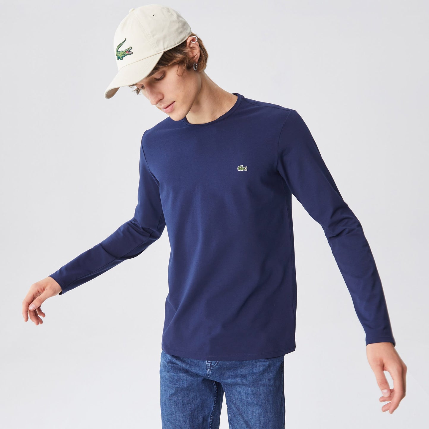 Lacoste Erkek Slim Fit Uzun Kollu Bisiklet Yaka Lacivert T-shirt