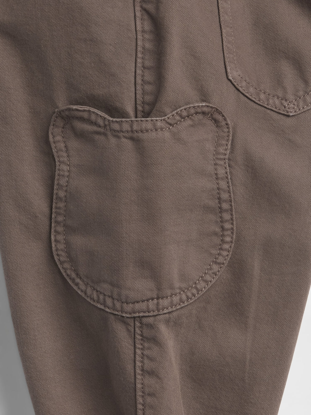 Kahverengi Pull-on Ayı Cepli Barrel Jean Pantolon