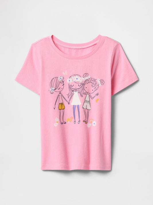 Pembe Grafikli T-shirt