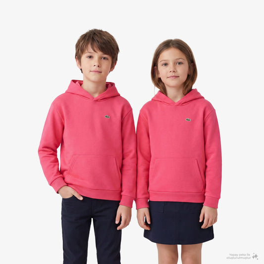 Lacoste Çocuk Kapüşonlu Pembe Sweatshirt