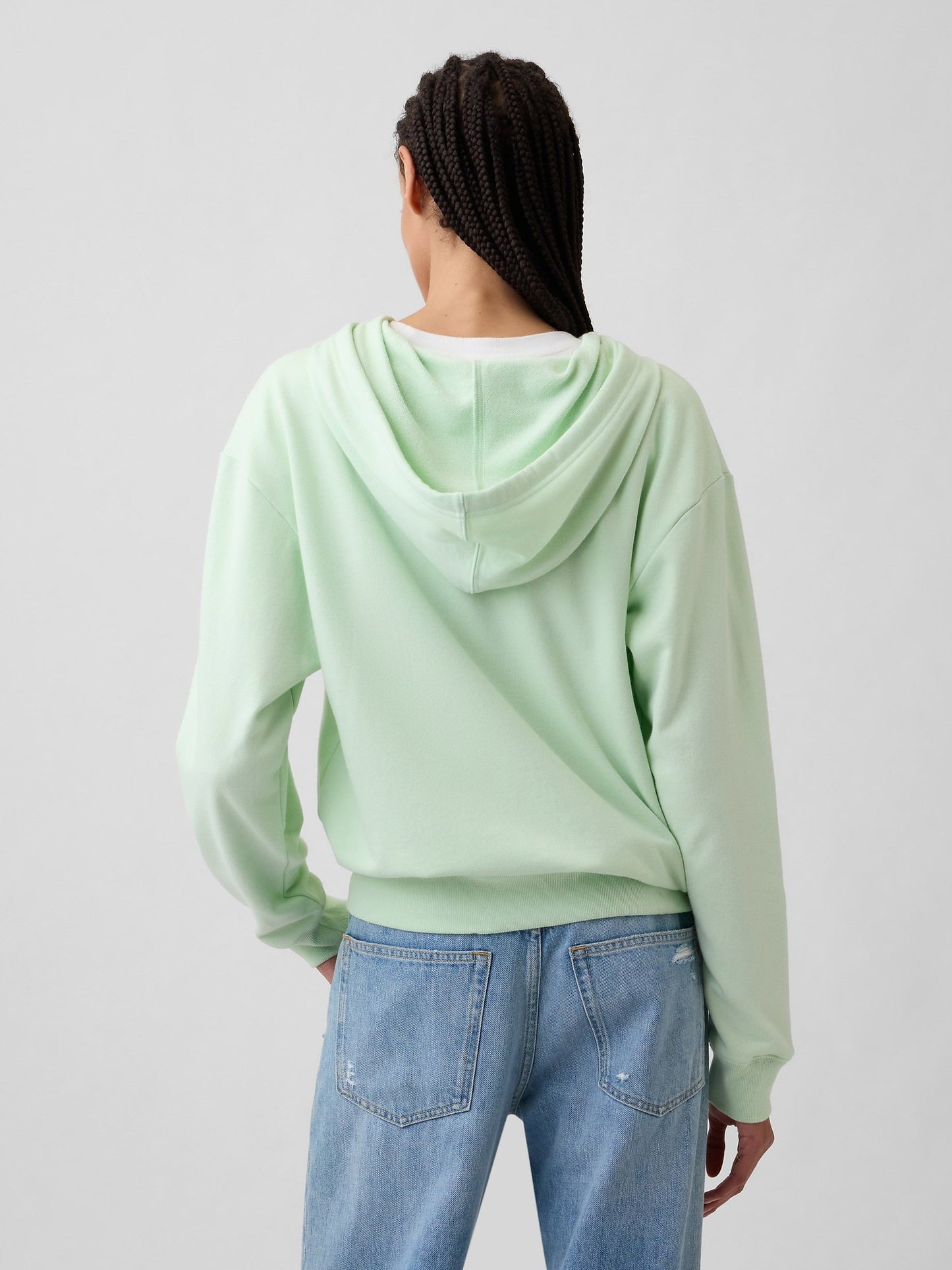 Açık Yeşil Gap Logo Fermuarlı Fransız Havlu Kumaş Sweatshirt