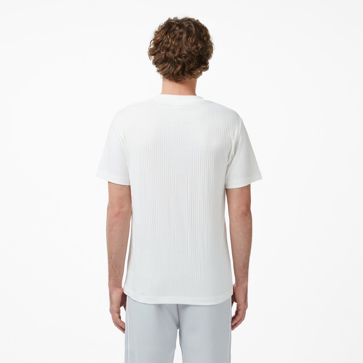 Lacoste Erkek Regular Fit Bisiklet Yaka Çizgili Beyaz T-shirt