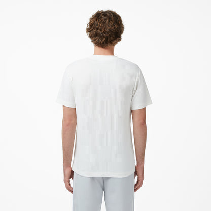 Lacoste Erkek Regular Fit Bisiklet Yaka Çizgili Beyaz T-shirt