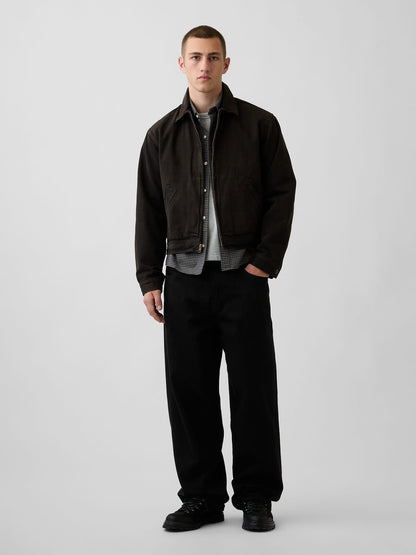 Gri Relaxed Crop Straight-hem Oxford Gömlek