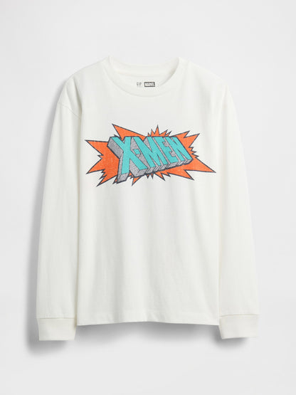 Beyaz Marvel Relaxed Grafik T-shirt