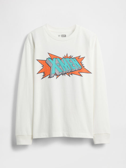 Beyaz Marvel Relaxed Grafik T-shirt