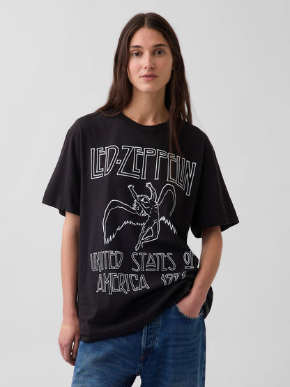 Siyah Led Zeppelin Relaxed Grafik Baskılı T-shirt