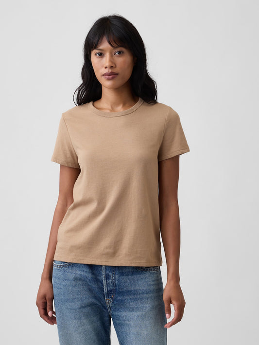 Açık Kahverengi Favorite Bisiklet Yaka T-shirt