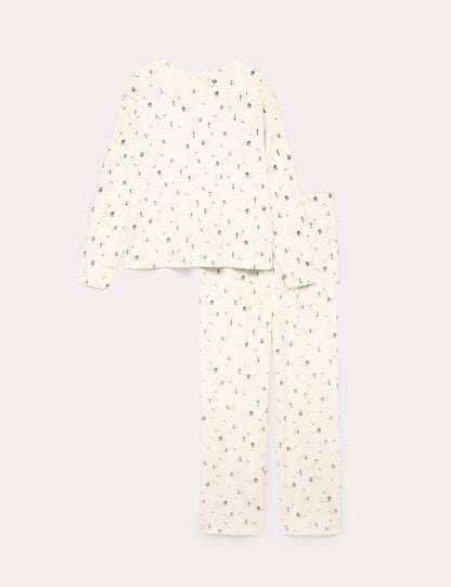 %100 Pamuklu Baskılı Pijama Takımı