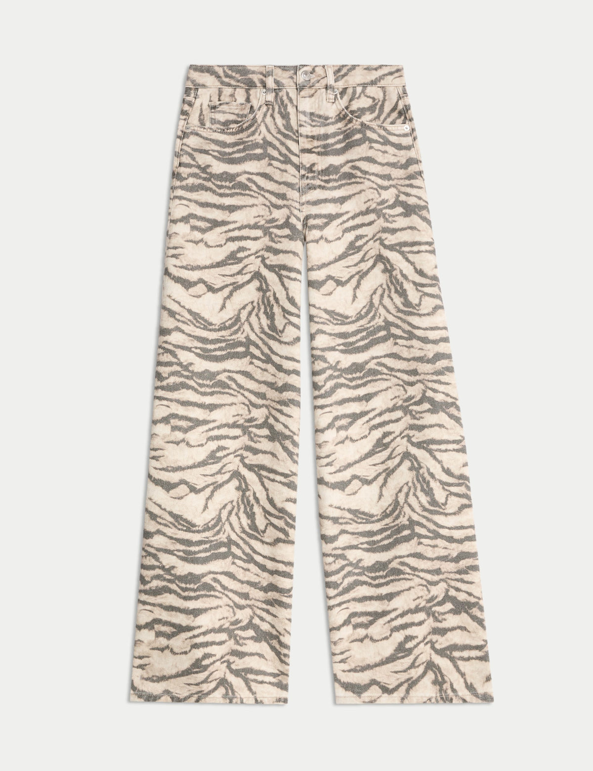 Leopar Desenli Wide Leg Jean Pantolon