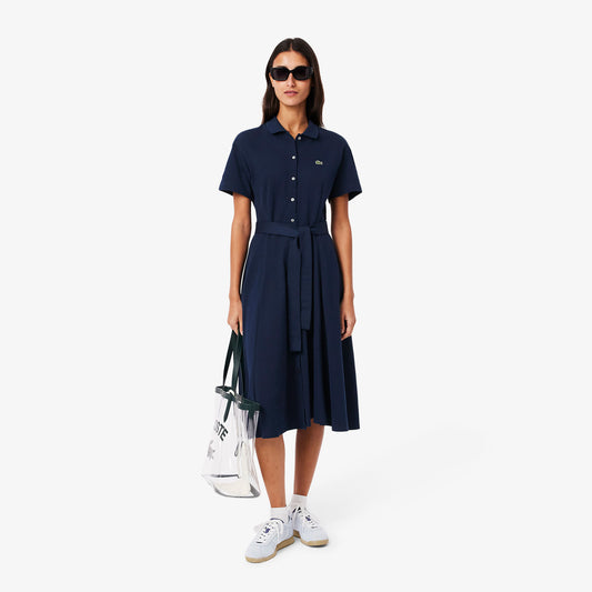 Lacoste Kadın Flare Fit Kısa Kollu Polo Yaka Lacivert Elbise