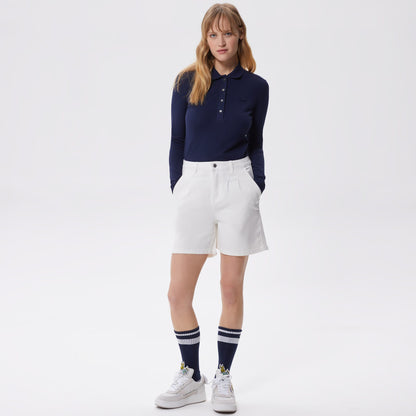 Lacoste Kadın Slim Fit Uzun Kollu Lacivert Polo