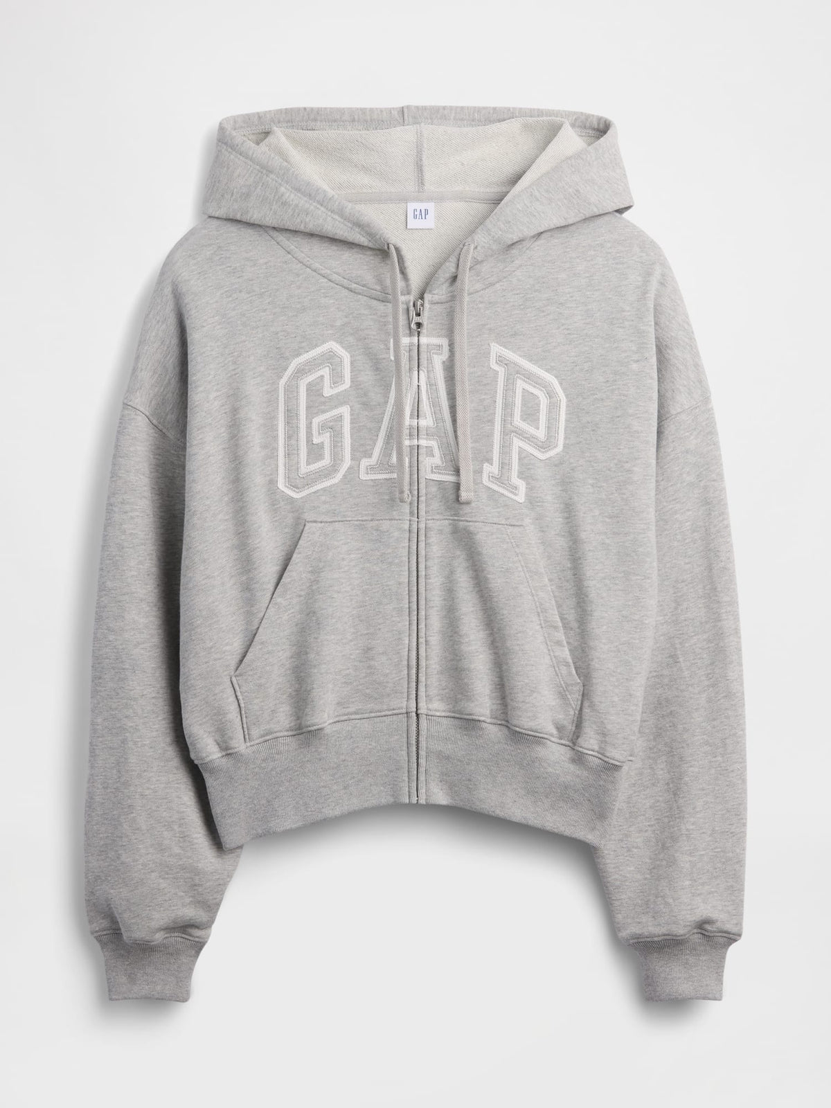 Gri Oversized Gap Logo Fransız Havlu Kumaş Fermuarlı Sweatshirt