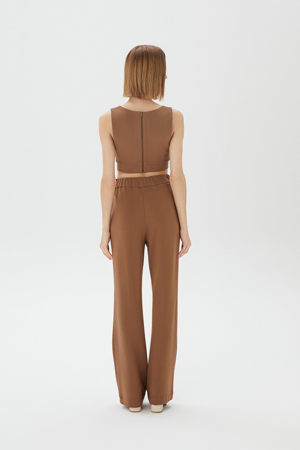 Askılı Camel Crop Top