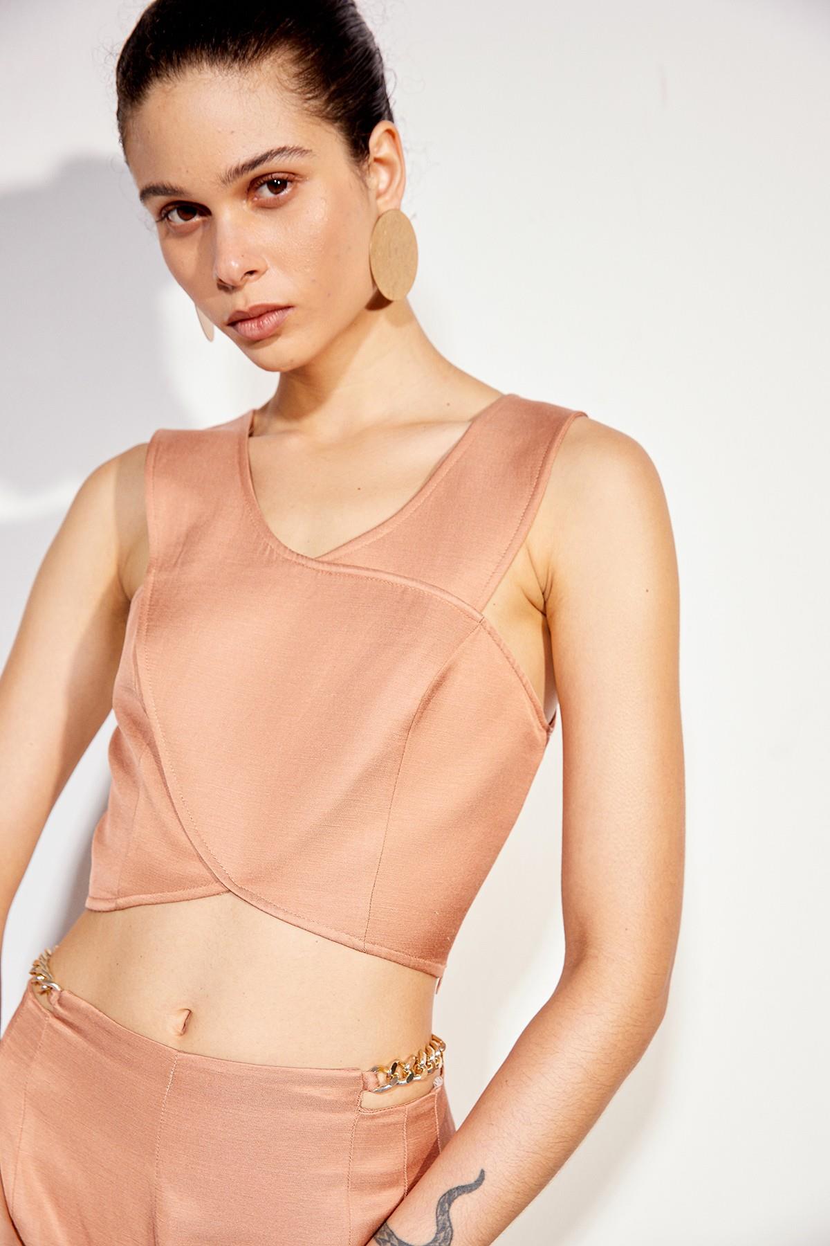 Askılı Crop Pudra Büstiyer